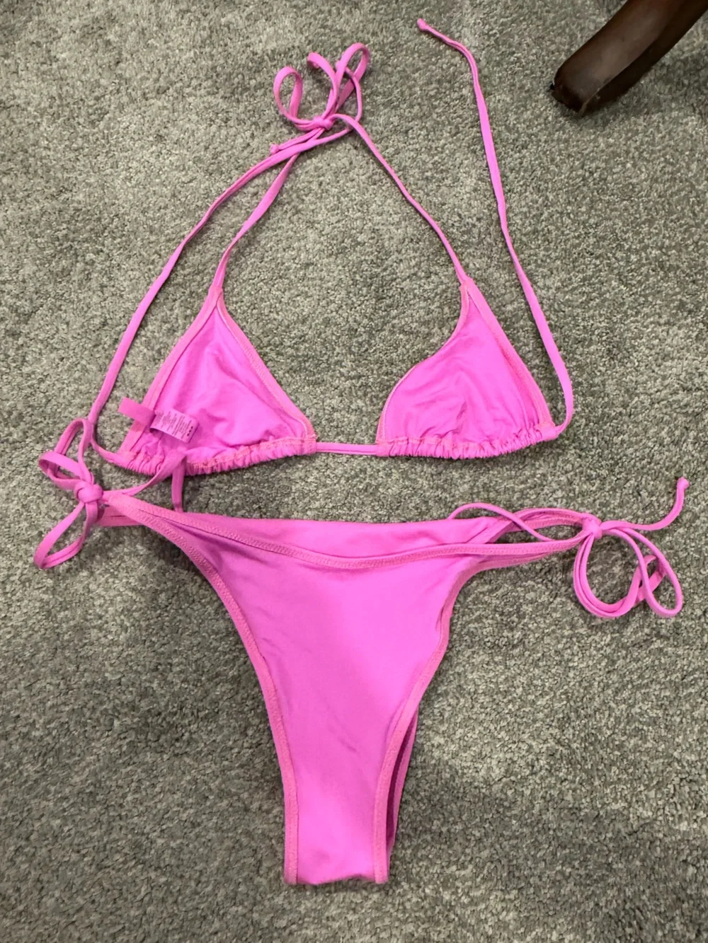 SKIMS Women’s Pink Tie-Side Triangle Bikini Set